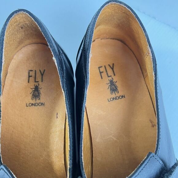 Fly London Mens Dress Shoes Size 44 US 10.5 Black Leather Monk Strat Adjustable